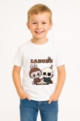 LABUBU Karakter Baskılı Çocuk Tişörtü Pamuklu, Renkli Seçenekli Erkek Yazlık Kısa Kollu T-Shirt BEYAZ - 3-4 Yaş
