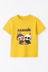 LABUBU Karakter Baskılı Çocuk Tişörtü Pamuklu, Renkli Seçenekli Erkek Yazlık Kısa Kollu T-Shirt SARI - 3-4 Yaş