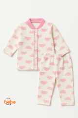 Pembe Güneş Desenli Bebek Pijama Takımı 9-12 Ay | Uzun Kollu Unisex Uyku Takımı 2'li Bebek Takım 9-12 Ay