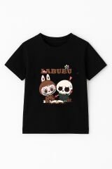 LABUBU Karakter Baskılı Çocuk Tişörtü Pamuklu, Renkli Seçenekli Erkek Yazlık Kısa Kollu T-Shirt SİYAH - 5-6 Yaş