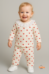 Dantel Yaka Kalpli %100 Pamuk Bebek Pijama Takımı 9-12 Ay Kız Bebek Uzun Kollu Uyku Takımı 9-12 Ay