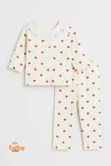 Dantel Yaka Kalpli %100 Pamuk Bebek Pijama Takımı 9-12 Ay Kız Bebek Uzun Kollu Uyku Takımı 9-12 Ay