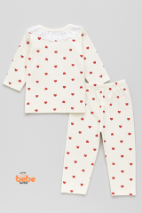 Dantel Yaka Kalpli %100 Pamuk Bebek Pijama Takımı 9-12 Ay Kız Bebek Uzun Kollu Uyku Takımı 9-12 Ay