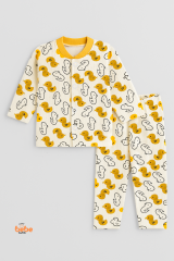 Ördek Desenli Bebek Pijama Takımı 9-12 Ay | Uzun Kollu Unisex Uyku Takımı Pamuklu 2'li Takım 9-12 Ay
