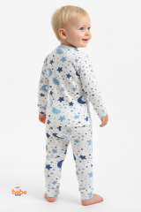 2’li Takım Rahat Uyku Seti Sevimli Ay Yıldız ve Bulut Desenli Unisex Bebek Pijama Takımı 9-12 Ay 9-12 Ay