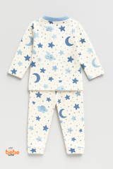 2’li Takım Rahat Uyku Seti Sevimli Ay Yıldız ve Bulut Desenli Unisex Bebek Pijama Takımı 9-12 Ay 9-12 Ay