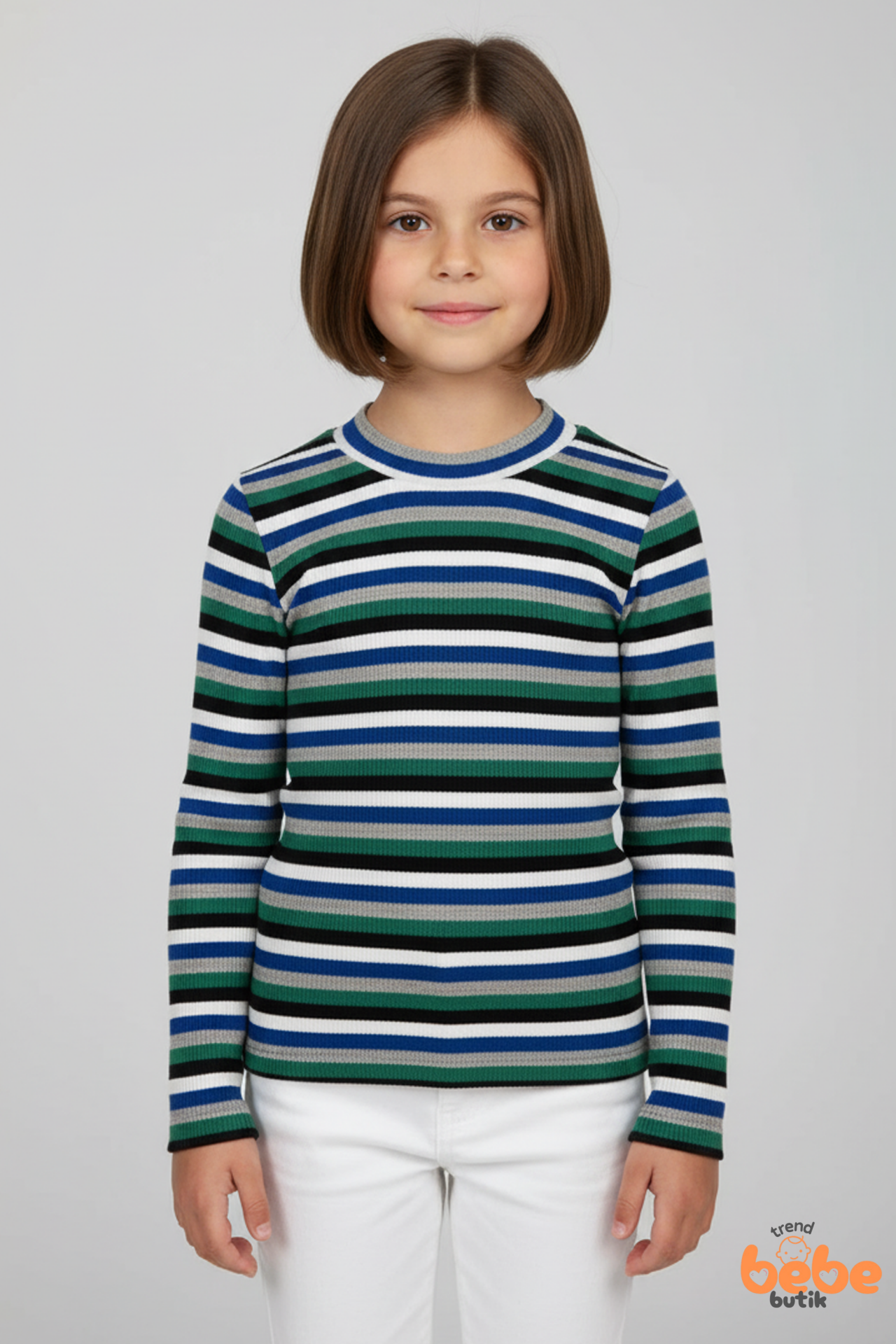 Renkli Çizgili Kaşkorse Fitilli Uzun Kollu Kız Çocuk Body – Esnek Pamuklu Kumaş Günlük Body