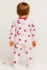 2’li Takım Rahat Uyku Seti Sevimli Ay Yıldız ve Bulut Desenli Unisex Bebek Pijama Takımı 9-12 Ay 9-12 Ay