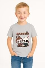 LABUBU Karakter Baskılı Çocuk Tişörtü Pamuklu, Renkli Seçenekli Erkek Yazlık Kısa Kollu T-Shirt GRİ - 7-8 Yaş