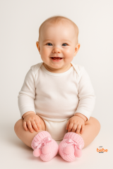 Kız Erkek Bebek Triko Patik – Ponponlu Fiyonklu Örgü Bebek Patik Çorap 1 Yaş Bebek Patiği