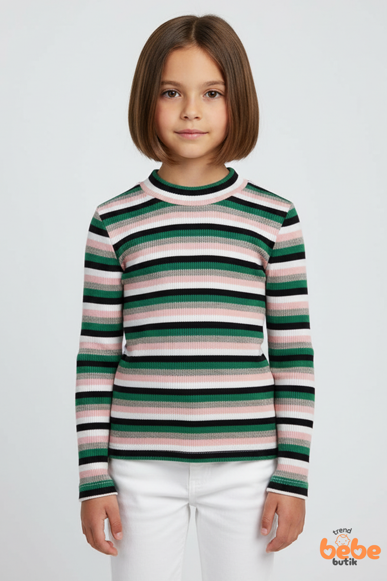 Renkli Çizgili Kaşkorse Fitilli Uzun Kollu Kız Çocuk Body – Esnek Pamuklu Kumaş Günlük Body