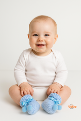 Kız Erkek Bebek Triko Patik – Ponponlu Fiyonklu Örgü Bebek Patik Çorap 1 Yaş Bebek Patiği