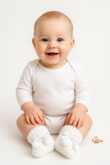Kız Erkek Bebek Triko Patik – Ponponlu Fiyonklu Örgü Bebek Patik Çorap 1 Yaş Bebek Patiği