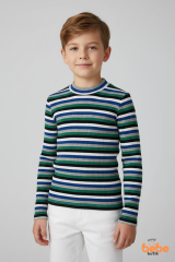 Erkek Çocuk Renkli Çizgili Kaşkorse Fitilli Uzun Kollu Body – Esnek Pamuklu Kumaş Body