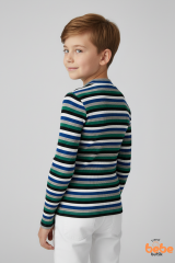 Erkek Çocuk Renkli Çizgili Kaşkorse Fitilli Uzun Kollu Body – Esnek Pamuklu Kumaş Body