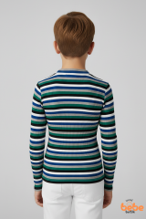 Erkek Çocuk Renkli Çizgili Kaşkorse Fitilli Uzun Kollu Body – Esnek Pamuklu Kumaş Body