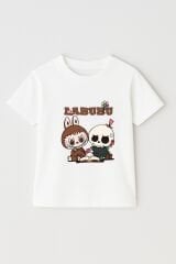 LABUBU Karakter Baskılı Çocuk Tişörtü Pamuklu, Renkli Seçenekli Erkek Yazlık Kısa Kollu T-Shirt BEYAZ - 13-14 Yaş