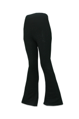 Kız Çocuk Siyah Taş Detaylı Ispanyol Paça Tayt Pantolon Beli Lastikli Yüksek Bel Çelik Tayt Bol Paça