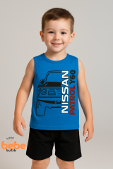 Erkek Çocuk Yazlık Kolsuz Şortlu Takım Araba Baskılı Spor Takım 5-10 Yaş Pamuklu Kolsuz Tişört Şort