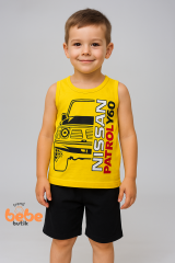 Erkek Çocuk Yazlık Kolsuz Şortlu Takım Araba Baskılı Spor Takım 5-10 Yaş Pamuklu Kolsuz Tişört Şort
