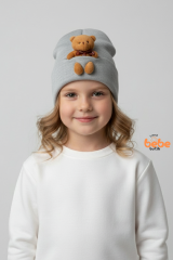 Peluş Ayıcık Detaylı Kız Çocuk Triko Bere – Yumuşak Triko Kışlık Şapka | Pamuklu Örgü Beanie Modeli