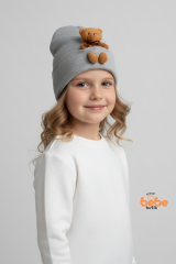 Peluş Ayıcık Detaylı Kız Çocuk Triko Bere – Yumuşak Triko Kışlık Şapka | Pamuklu Örgü Beanie Modeli