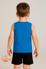 Erkek Çocuk Yazlık Kolsuz Şortlu Takım Araba Baskılı Spor Takım 5-10 Yaş Pamuklu Kolsuz Tişört Şort MAVİ - 5-6 Yaş