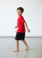 Örümcek Adam Baskılı Pamuklu Erkek Çocuk Yazlık T-Shirt Şort Takımı Erkek Çocuk Alt Üst Takım Kırmızı Siyah 4-5 Yaş