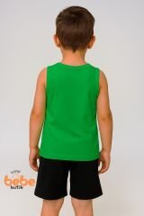 Erkek Çocuk Yazlık Kolsuz Şortlu Takım Araba Baskılı Spor Takım 5-10 Yaş Pamuklu Kolsuz Tişört Şort YEŞİL - 6-7 Yaş