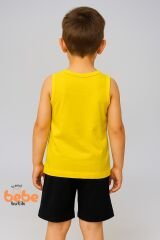 Erkek Çocuk Yazlık Kolsuz Şortlu Takım Araba Baskılı Spor Takım 5-10 Yaş Pamuklu Kolsuz Tişört Şort SARI - 8-9 Yaş