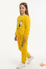 Sarı Tweety Nakışlı Welsoft Polar Kız Çocuk Eşofman Takımı ,Sıcak, Yumuşak, Kışlık Pijama Takımı 8 YAŞ