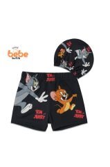 Tom ve Jerry Erkek Çocuk Mayo Takımı 1-2-3-4 Yaş Şort Mayo ve Bone 2’li Set Yüzme Takımı Havuz Mayo 3 YAŞ
