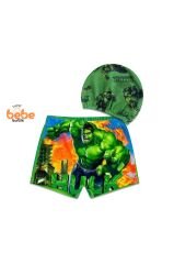 Hulk Baskılı Erkek Çocuk Mayo Takımı | 1-2-3-4 Yaş | Yeşil Süper Kahraman Yüzme Şortu ve Bone Seti 2 Yaş