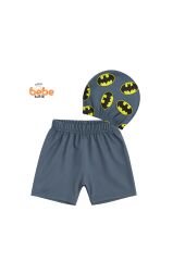 Batman Baskılı Erkek Çocuk Mayo Takımı Yüzme Şortu ve Bone Seti Süper Kahraman Havuz ve Deniz Mayosu