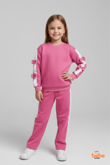 Kız Çocuk 2’li Fiyonklu Eşofman ve Pijama Takımı %100 Pamuklu Rahat Kumaş,Şık ,Günlük Eşofman Takımı