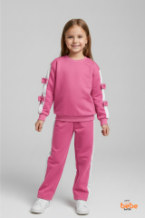 Kız Çocuk 2’li Fiyonklu Eşofman ve Pijama Takımı %100 Pamuklu Rahat Kumaş,Şık ,Günlük Eşofman Takımı