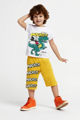 Zara Model Mickey Mouse Erkek Çocuk Şortlu Takım Yazlık Pamuklu T-Shirt ve Şort 2'li Set Spor Günlük Ev Giyim