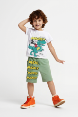 Zara Model Mickey Mouse Erkek Çocuk Şortlu Takım Yazlık Pamuklu T-Shirt ve Şort 2'li Set Spor Günlük Ev Giyim