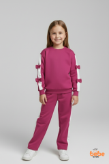 Kız Çocuk 2’li Fiyonklu Eşofman ve Pijama Takımı %100 Pamuklu Rahat Kumaş,Şık ,Günlük Eşofman Takımı