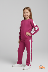 Kız Çocuk 2’li Fiyonklu Eşofman ve Pijama Takımı %100 Pamuklu Rahat Kumaş,Şık ,Günlük Eşofman Takımı