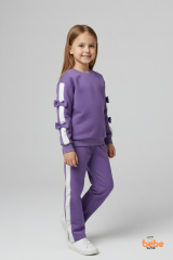 Kız Çocuk 2’li Fiyonklu Eşofman ve Pijama Takımı %100 Pamuklu Rahat Kumaş,Şık ,Günlük Eşofman Takımı