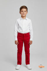 Erkek Çocuk Kırmızı Pantolon Rahat Kesim,Günlük ve Özel Gün İçin Pamuklu Ayarlanabilir Bel 15 YAŞ