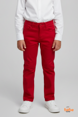 Erkek Çocuk Kırmızı Pantolon Rahat Kesim,Günlük ve Özel Gün İçin Pamuklu Ayarlanabilir Bel 15 YAŞ