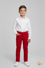 Erkek Çocuk Kırmızı Pantolon Rahat Kesim,Günlük ve Özel Gün İçin Pamuklu Ayarlanabilir Bel