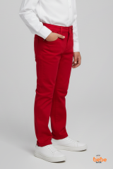Erkek Çocuk Kırmızı Pantolon Rahat Kesim,Günlük ve Özel Gün İçin Pamuklu Ayarlanabilir Bel 15 YAŞ