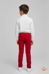 Erkek Çocuk Kırmızı Pantolon Rahat Kesim,Günlük ve Özel Gün İçin Pamuklu Ayarlanabilir Bel