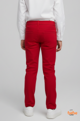 Erkek Çocuk Kırmızı Pantolon Rahat Kesim,Günlük ve Özel Gün İçin Pamuklu Ayarlanabilir Bel 15 YAŞ