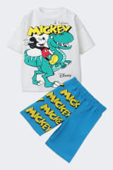 Mickey Mouse Erkek Çocuk Şortlu Takım Yazlık Pamuklu T-Shirt ve Şort 2'li Set Spor Günlük Ev Giyim MAVİ - 11-12 Yaş