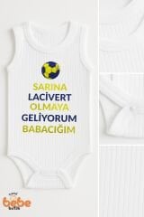 Taraftar Bebek Zıbın Body - Futbol Temalı Babaya Mesajlı Çıtçıtlı Ribana Badi 6-36 Ay 12 AY