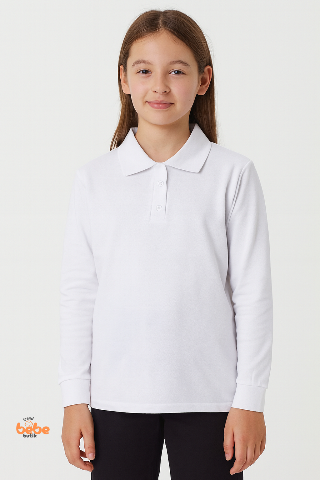 Beyaz Uzun Kollu Polo Yaka Okul Tişörtü – Kız Çocuk Polo Yaka Uzun Kollu Sweatshirt 17 Yaş